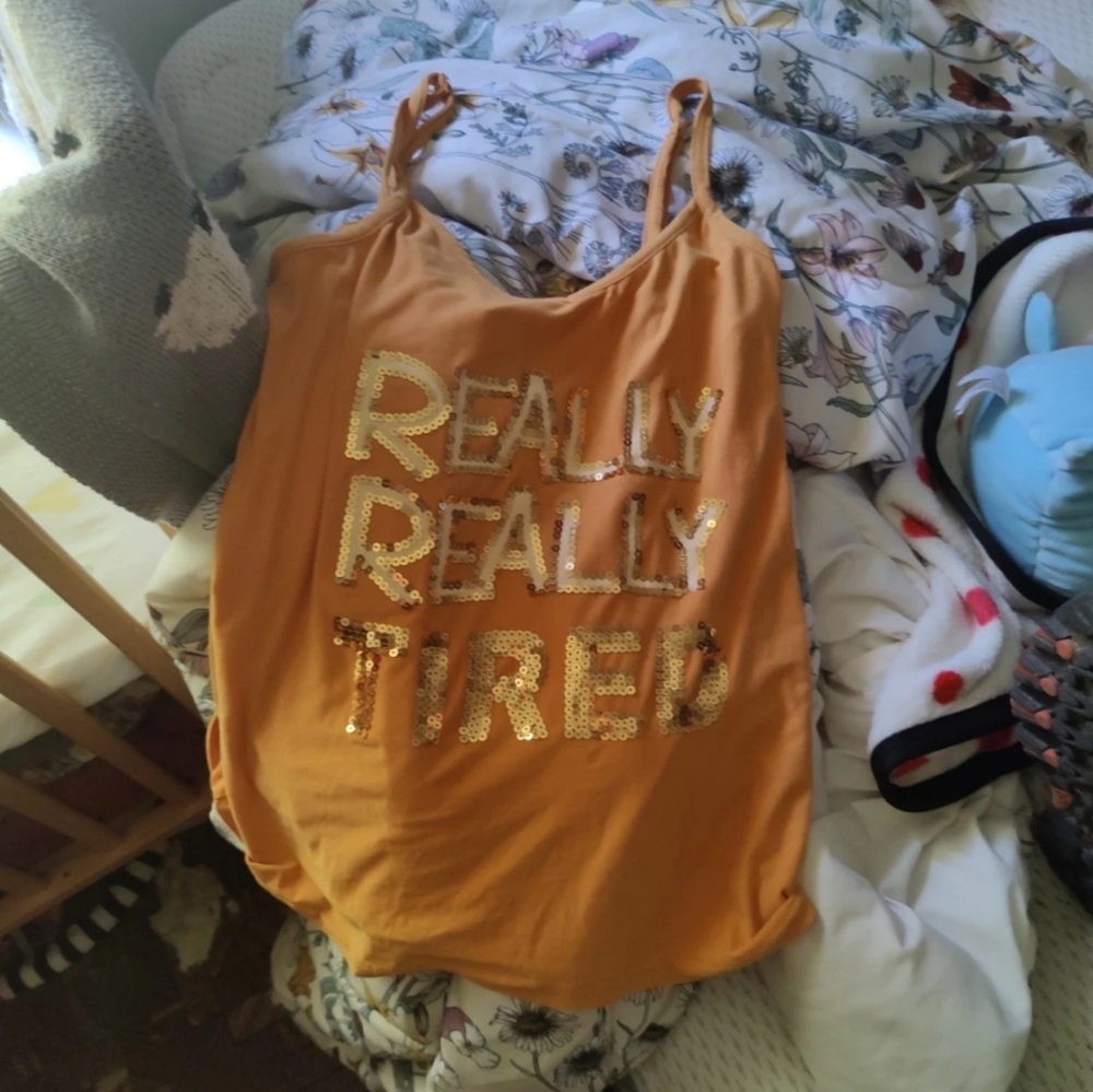 Orange Adjustable Tank top Size S Really Really Tired
